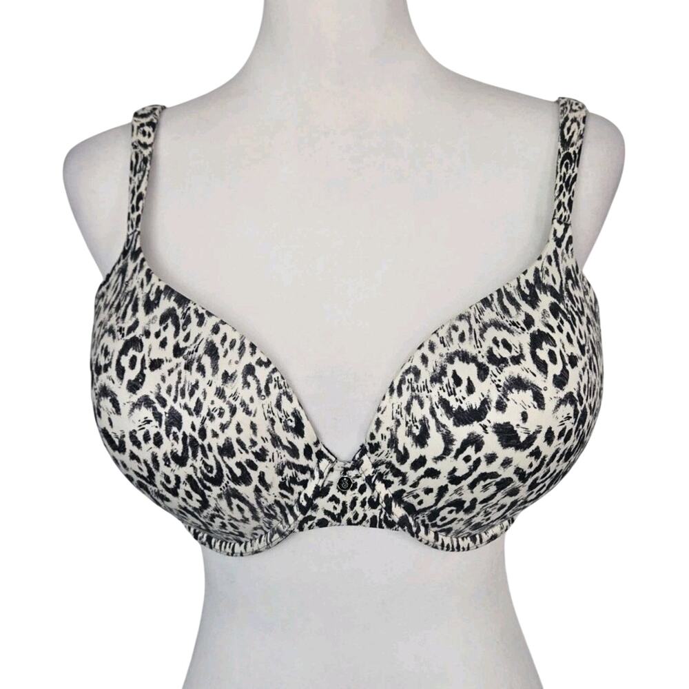 Victoria"s Secret Snow Leopard Black White Lined Perfect Coverage Rhinestone 36D